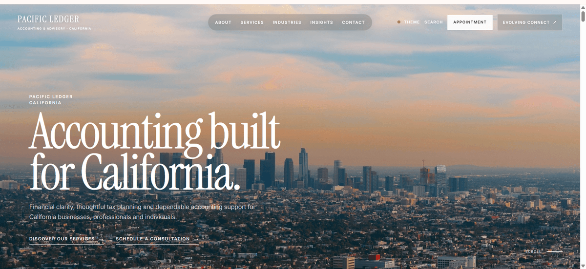 Pacific Ledger website template screenshot